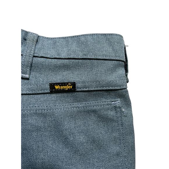 Vintage 80s Wrangler Work Pants 36x30 (34x29)Made in USA Blue Herringbone Flare - Picture 3 of 11